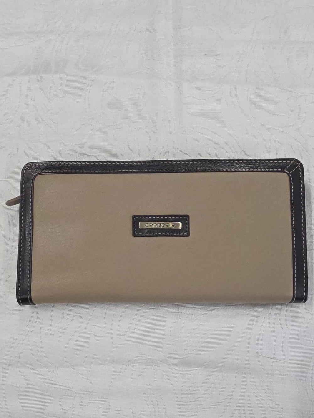 Annapelle Two-Tone Leather Zip-Around Wallet